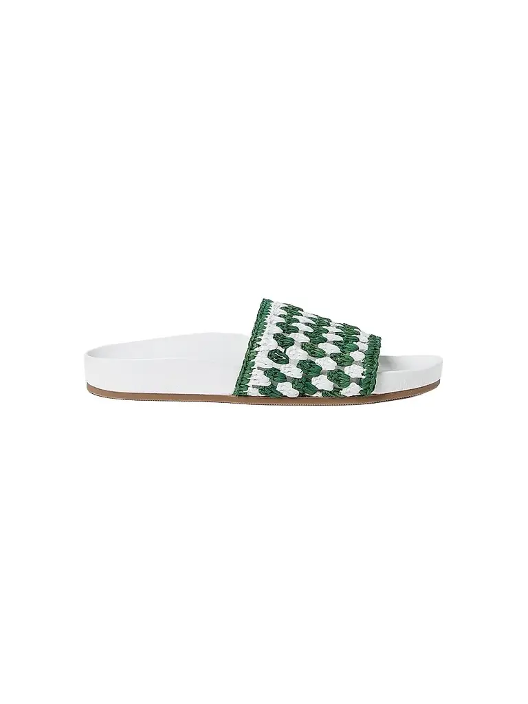 Loeffler Randall Women's Henri Crochet Raffia Slide Sandals - White Green | Image 1 Loeffler Randall Women's Henri Crochet Raffia Slide Sandals - White Green | Image 1