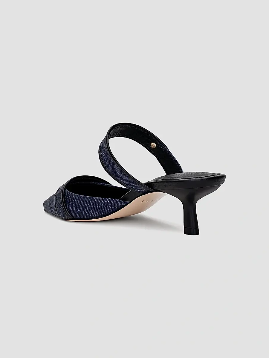 L'Agence Women's Gilliane 45MM Button-Detail Denim Pumps | Thumbnail 3 L'Agence Women's Gilliane 45MM Button-Detail Denim Pumps | Thumbnail 3