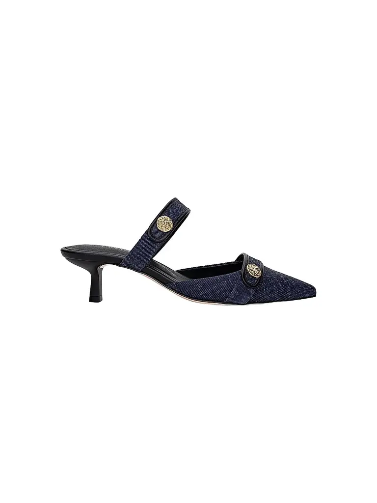 L'Agence Women's Gilliane 45MM Button-Detail Denim Pumps
