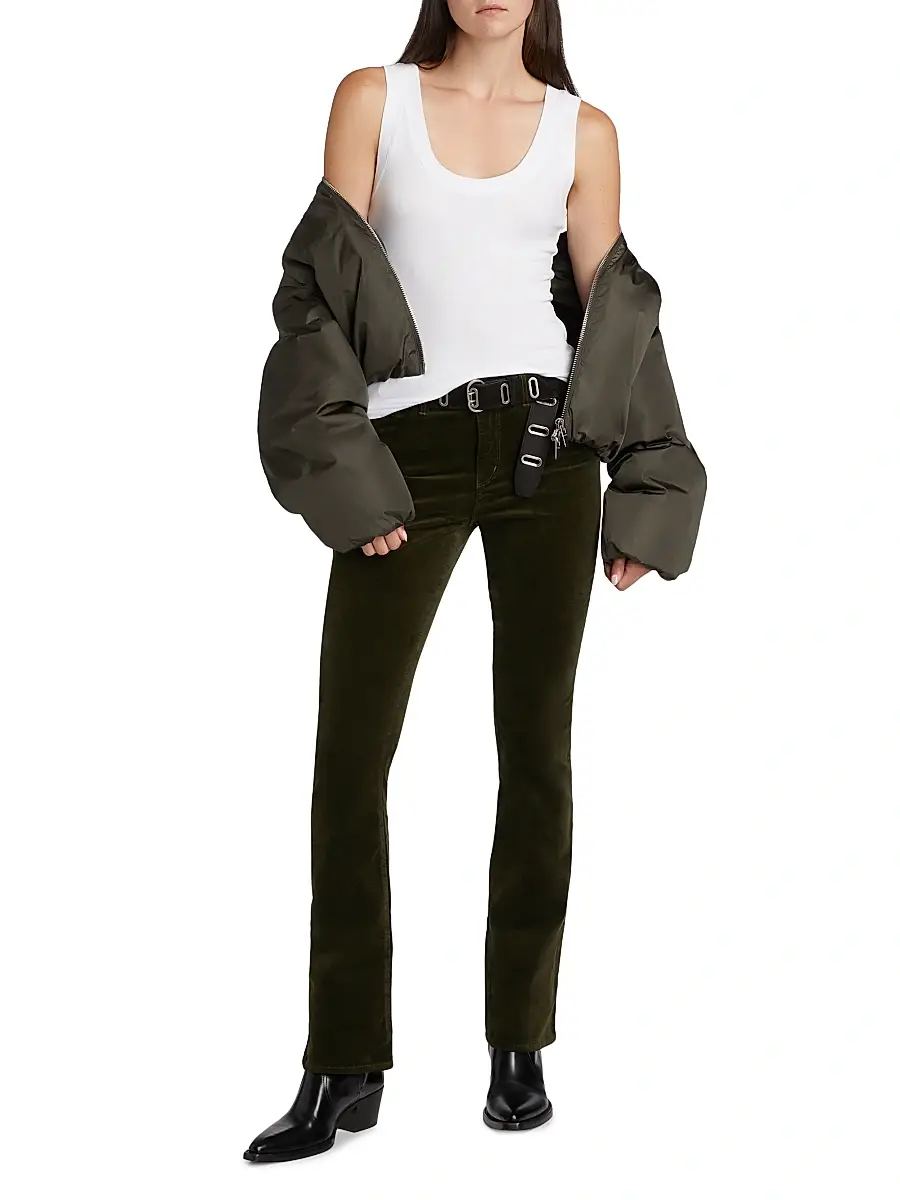 L'Agence Women's Stevie High-Rise Velvet Straight-Leg Jeans | Thumbnail 2 L'Agence Women's Stevie High-Rise Velvet Straight-Leg Jeans | Thumbnail 2