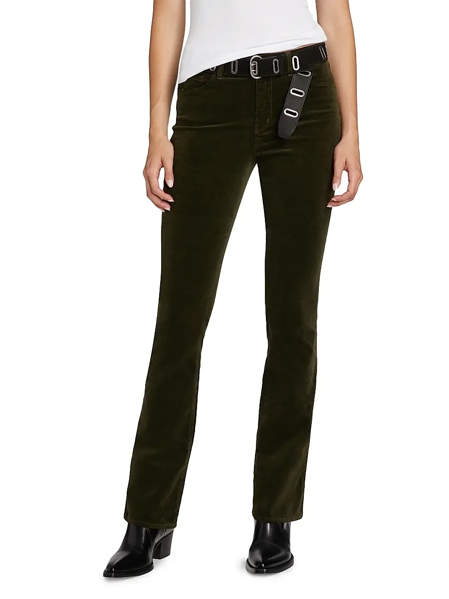 L'Agence Women's Stevie High-Rise Velvet Straight-Leg Jeans | Thumbnail 3 L'Agence Women's Stevie High-Rise Velvet Straight-Leg Jeans | Thumbnail 3