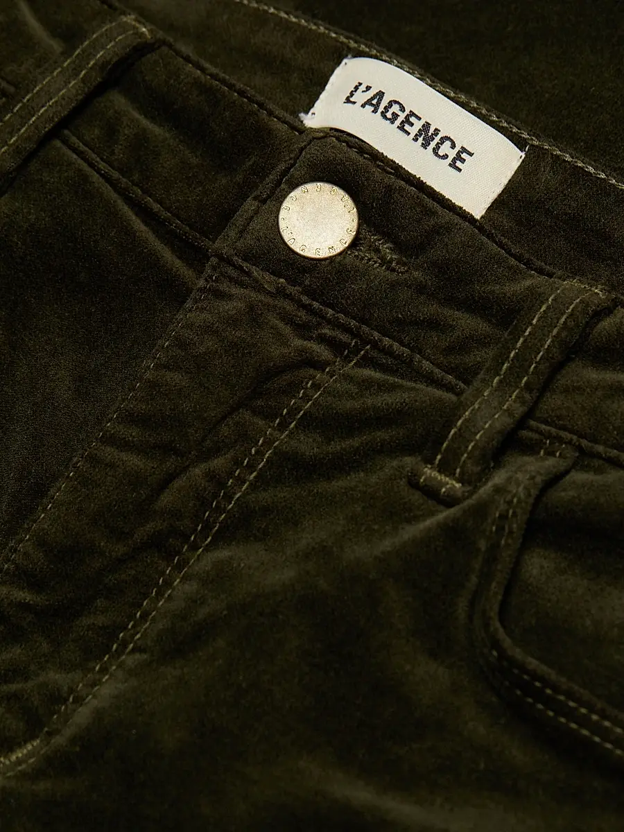 L'Agence Women's Stevie High-Rise Velvet Straight-Leg Jeans | Thumbnail 7 L'Agence Women's Stevie High-Rise Velvet Straight-Leg Jeans | Thumbnail 7