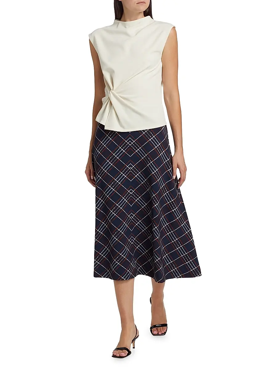 TANYA TAYLOR Women's Robin Knot Cap-Sleeve Blouse | Thumbnail 2 TANYA TAYLOR Women's Robin Knot Cap-Sleeve Blouse | Thumbnail 2