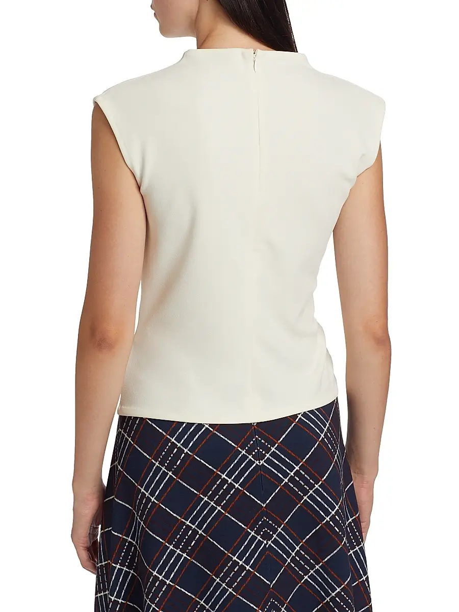 TANYA TAYLOR Women's Robin Knot Cap-Sleeve Blouse | Thumbnail 5 TANYA TAYLOR Women's Robin Knot Cap-Sleeve Blouse | Thumbnail 5