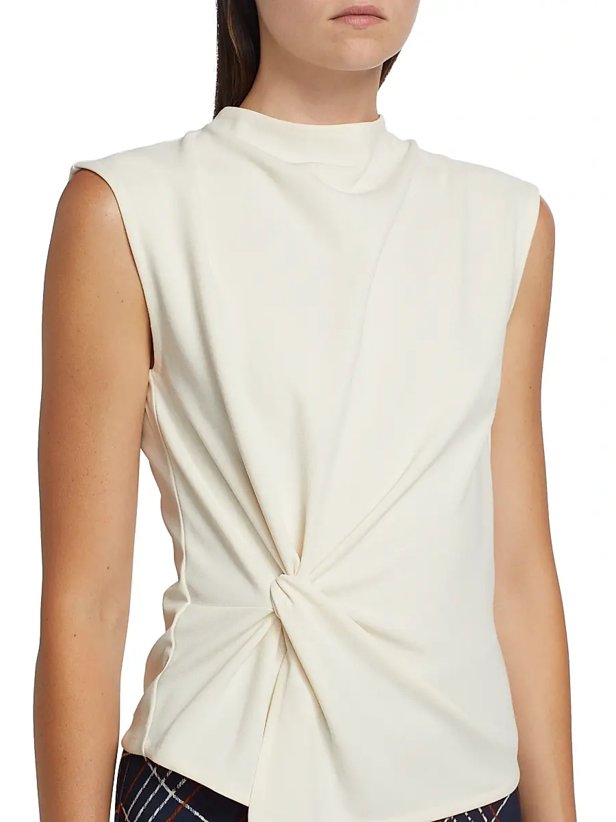 TANYA TAYLOR Women's Robin Knot Cap-Sleeve Blouse | Thumbnail 6 TANYA TAYLOR Women's Robin Knot Cap-Sleeve Blouse | Thumbnail 6
