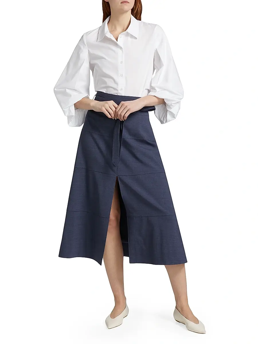 TANYA TAYLOR Women's Marina Blouson Button-Up Poplin Top | Thumbnail 2 TANYA TAYLOR Women's Marina Blouson Button-Up Poplin Top | Thumbnail 2