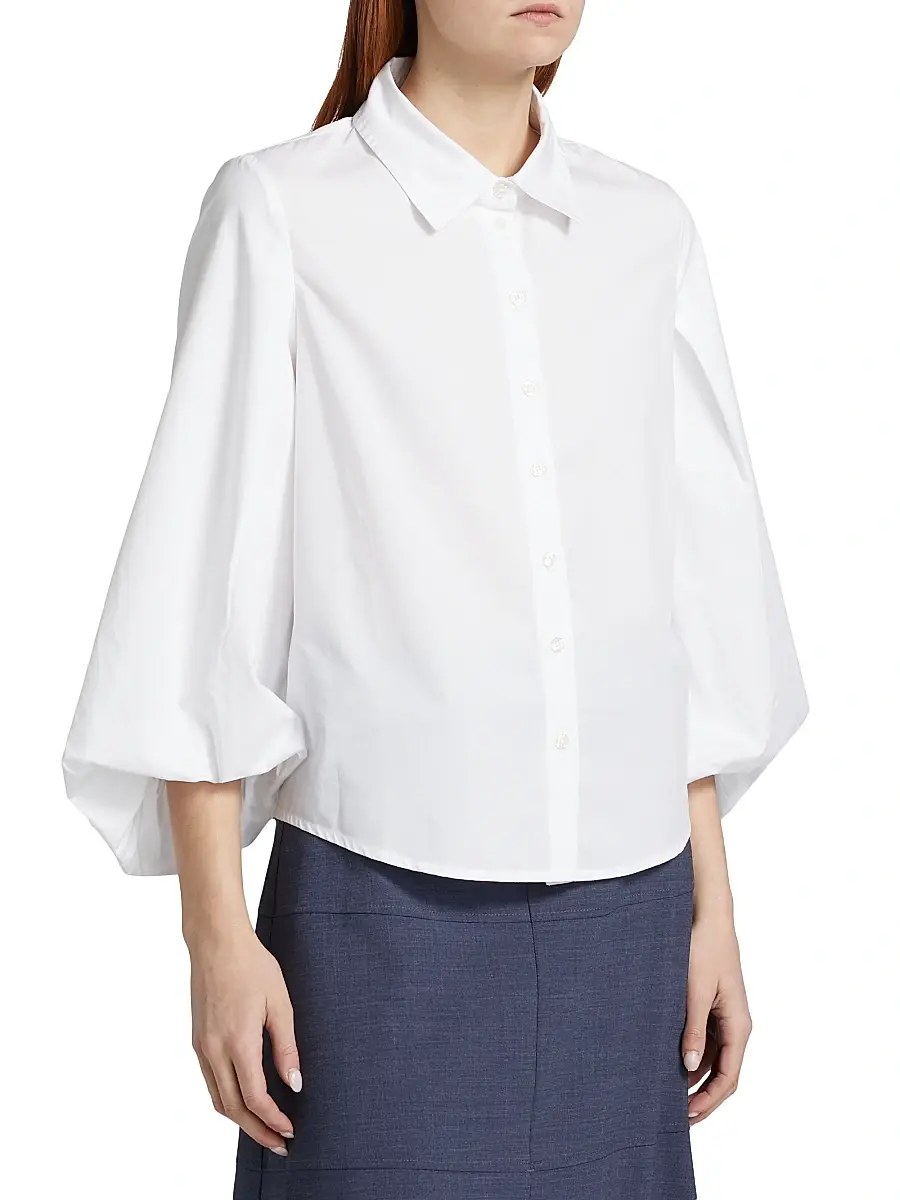 TANYA TAYLOR Women's Marina Blouson Button-Up Poplin Top | Thumbnail 4 TANYA TAYLOR Women's Marina Blouson Button-Up Poplin Top | Thumbnail 4
