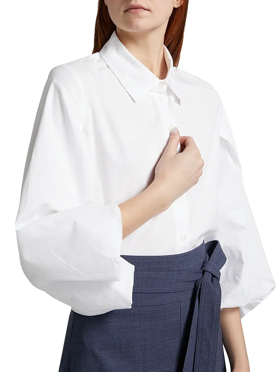TANYA TAYLOR Women's Marina Blouson Button-Up Poplin Top | Thumbnail 6 TANYA TAYLOR Women's Marina Blouson Button-Up Poplin Top | Thumbnail 6