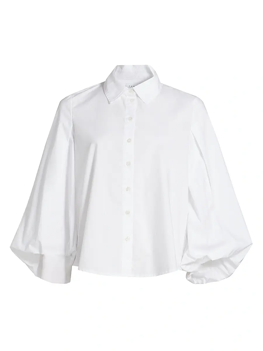 Women's Marina Blouson Button-Up Poplin Top Women's Marina Blouson Button-Up Poplin Top