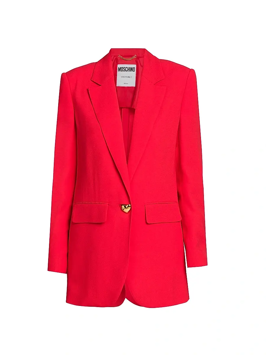 MOSCHINO Women's Enverse Satin Jacket - Fantasy Print Red | Image 1 MOSCHINO Women's Enverse Satin Jacket - Fantasy Print Red | Image 1