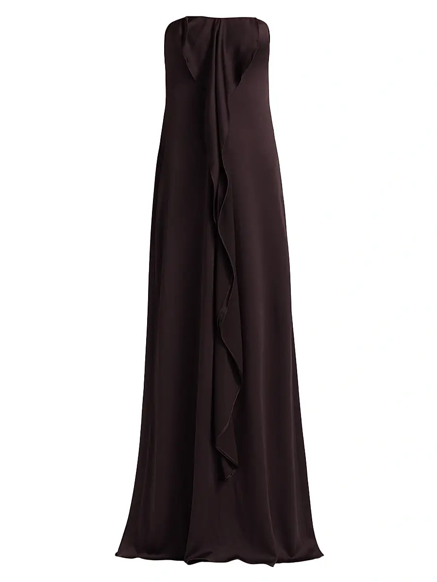 Amsale Women's Satin Draped Strapless Gown - Raisin | Image 1 Amsale Women's Satin Draped Strapless Gown - Raisin | Image 1