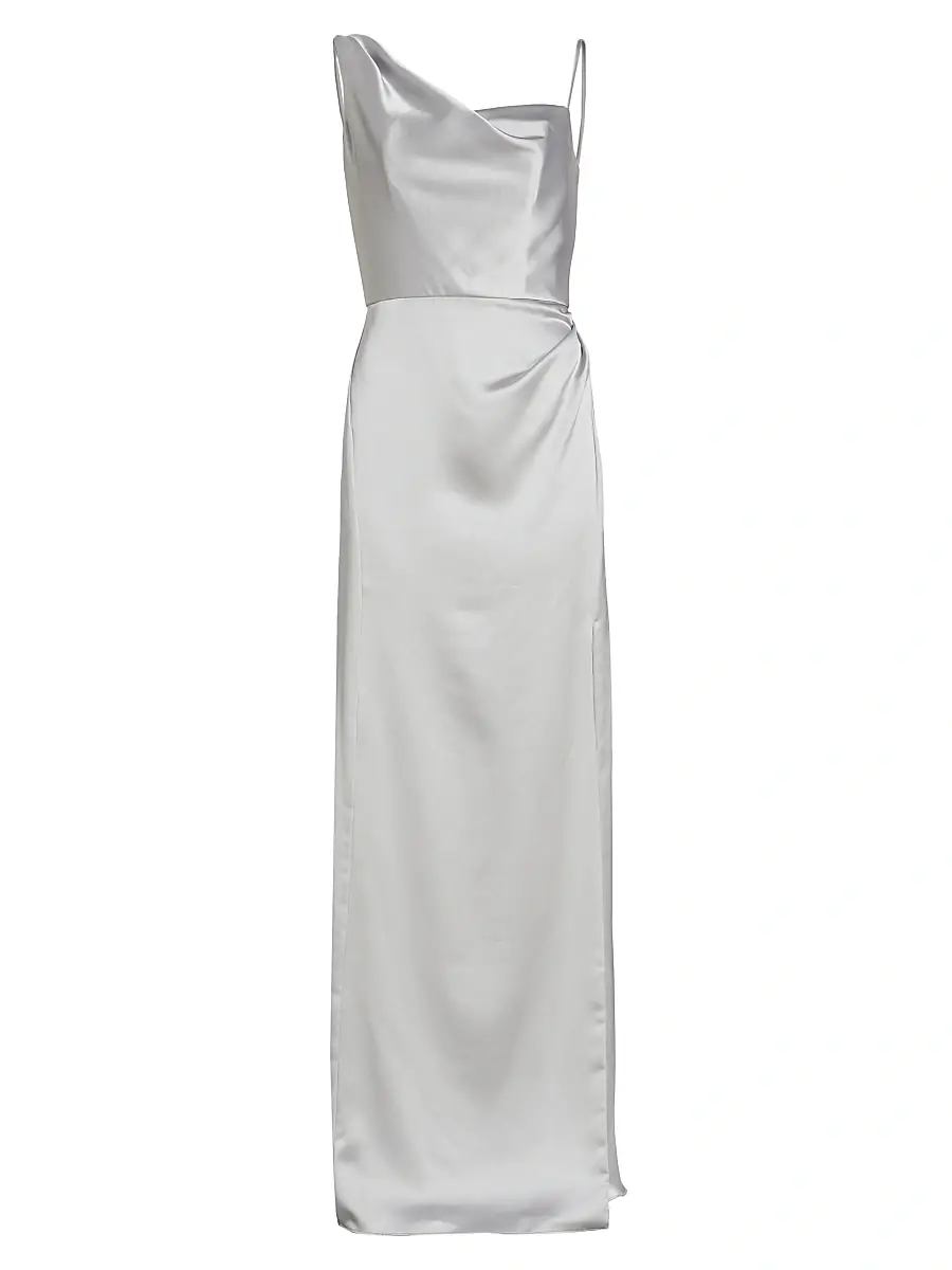 Amsale Women's Draped Satin Gown - Platinum | Image 1 Amsale Women's Draped Satin Gown - Platinum | Image 1