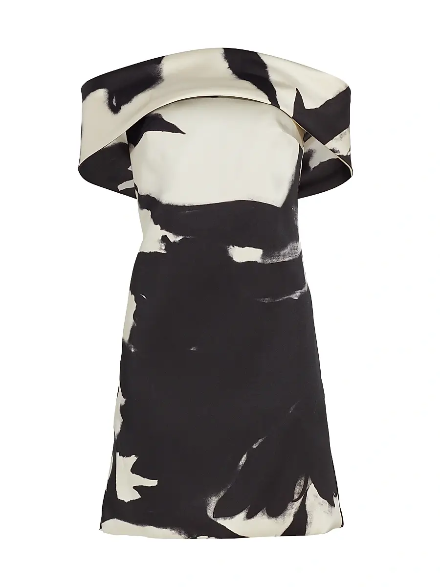 Amsale Women's Mikado Bow-Back Shadow Minidress - Black White | Image 1 Amsale Women's Mikado Bow-Back Shadow Minidress - Black White | Image 1