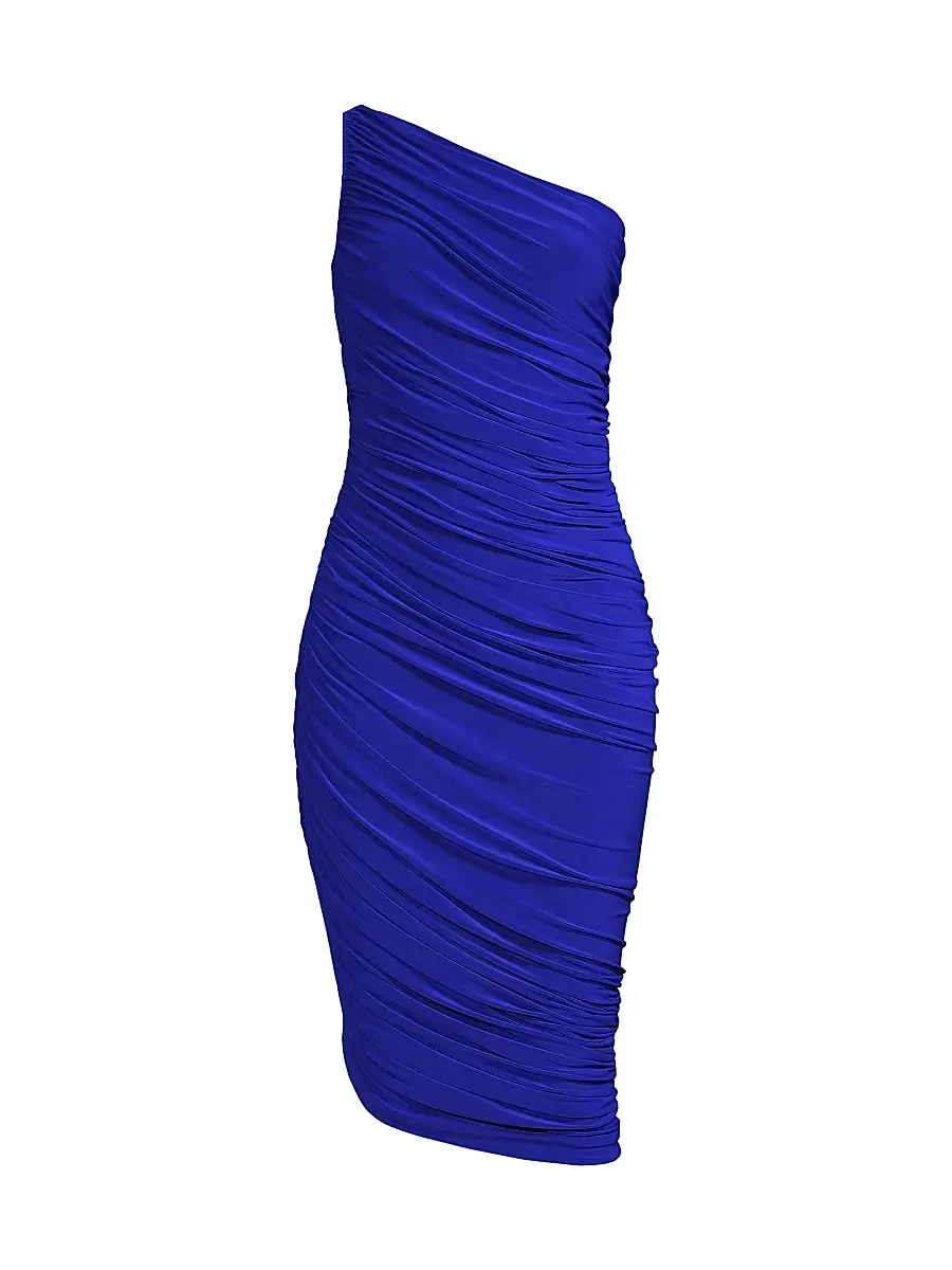 Norma Kamali Women's Diana Ruched One-Shoulder Midi-Dress - Cobalt | Image 1 Norma Kamali Women's Diana Ruched One-Shoulder Midi-Dress - Cobalt | Image 1