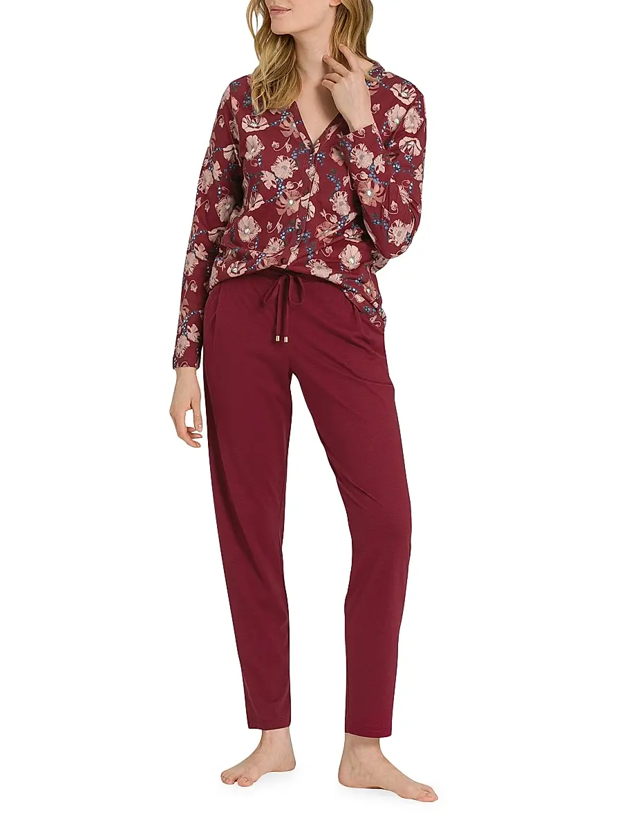 Hanro Women's Sleep & Lounge Long-Sleeve Button Front Jersey Shirt | Thumbnail 2 Hanro Women's Sleep & Lounge Long-Sleeve Button Front Jersey Shirt | Thumbnail 2