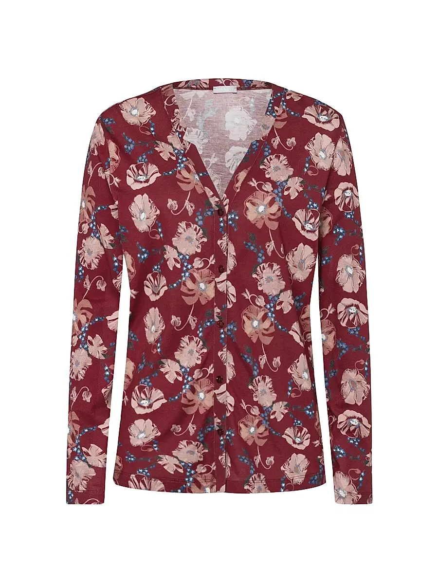 Hanro Women's Sleep & Lounge Long-Sleeve Button Front Jersey Shirt - Floral Joy | Image 1 Hanro Women's Sleep & Lounge Long-Sleeve Button Front Jersey Shirt - Floral Joy | Image 1