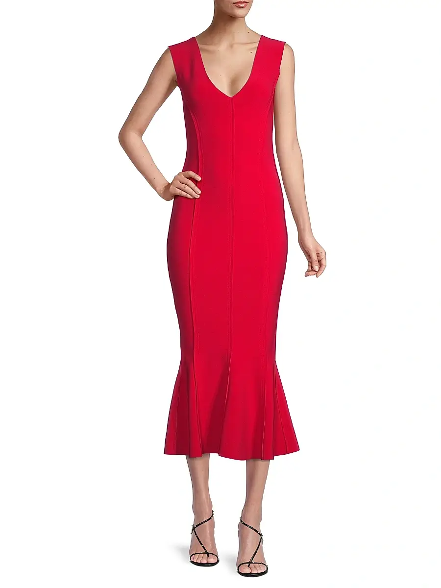 Norma Kamali Women's Grace Sleeveless Flounce-Hem Midi-Dress | Thumbnail 2 Norma Kamali Women's Grace Sleeveless Flounce-Hem Midi-Dress | Thumbnail 2