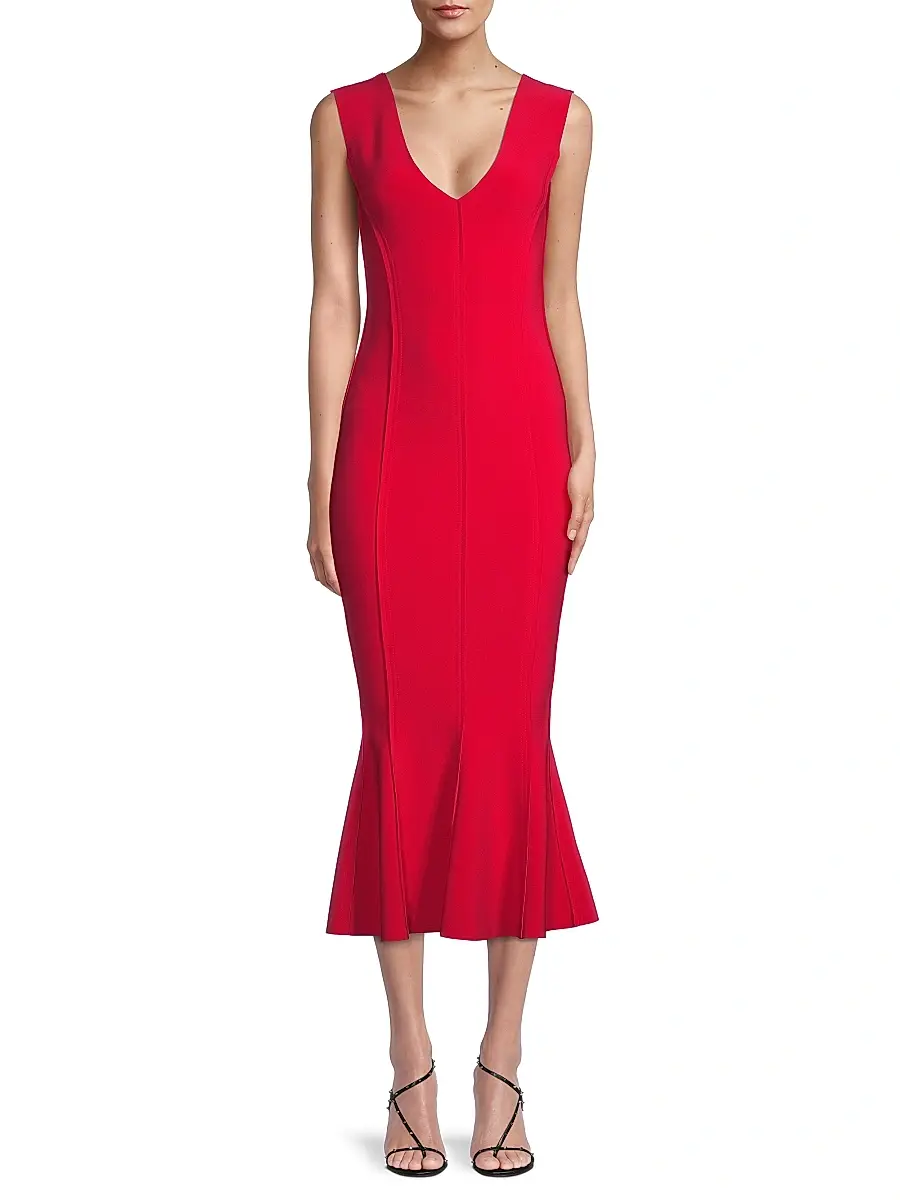 Norma Kamali Women's Grace Sleeveless Flounce-Hem Midi-Dress | Thumbnail 3 Norma Kamali Women's Grace Sleeveless Flounce-Hem Midi-Dress | Thumbnail 3