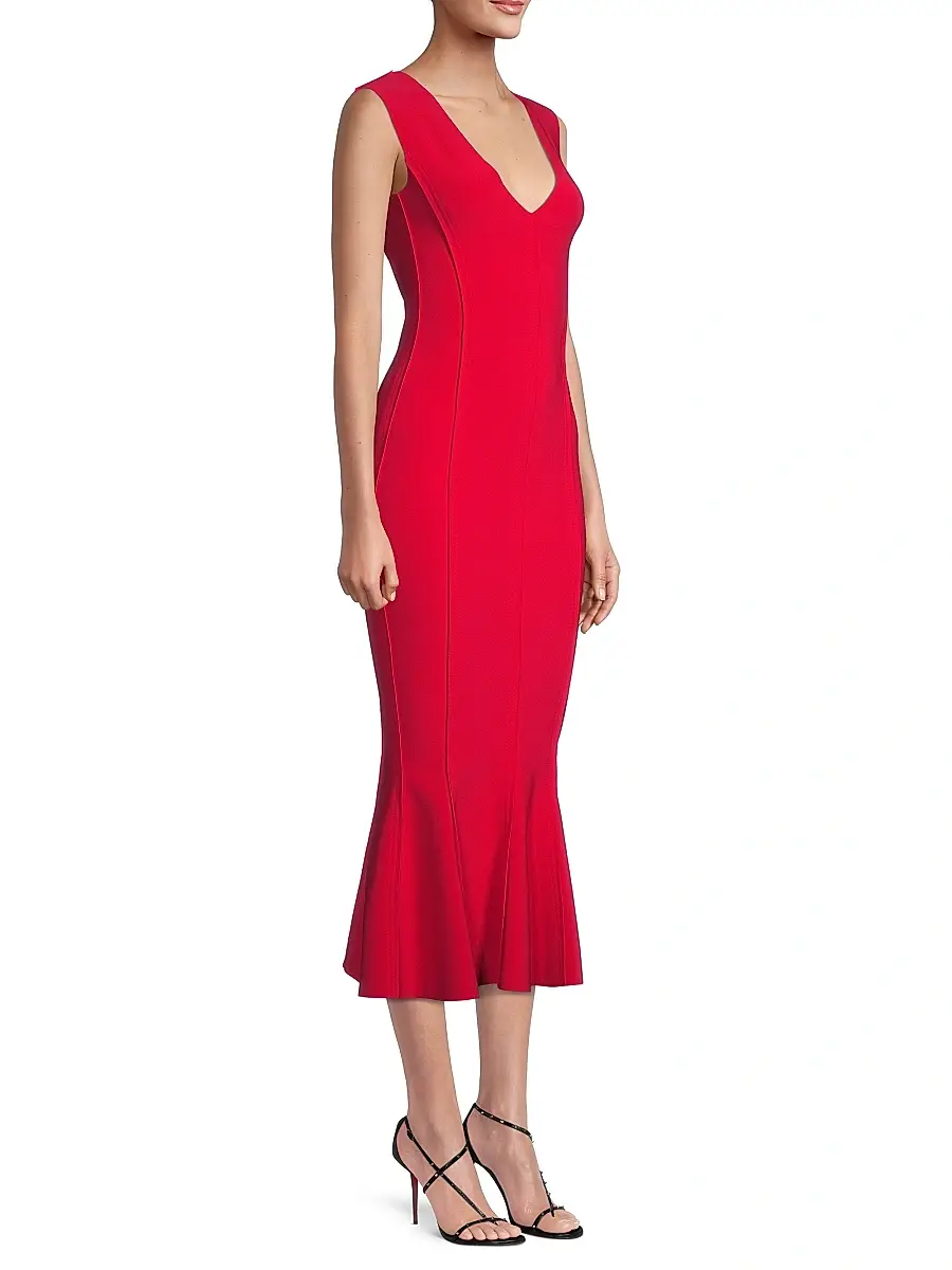 Norma Kamali Women's Grace Sleeveless Flounce-Hem Midi-Dress | Thumbnail 4 Norma Kamali Women's Grace Sleeveless Flounce-Hem Midi-Dress | Thumbnail 4