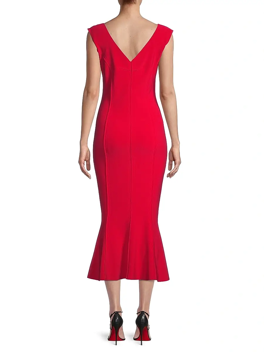 Norma Kamali Women's Grace Sleeveless Flounce-Hem Midi-Dress | Thumbnail 5 Norma Kamali Women's Grace Sleeveless Flounce-Hem Midi-Dress | Thumbnail 5