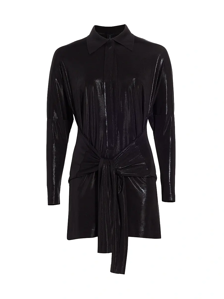 Norma Kamali Women's Tie-Front Mini Shirtdress - Black | Image 1 Norma Kamali Women's Tie-Front Mini Shirtdress - Black | Image 1