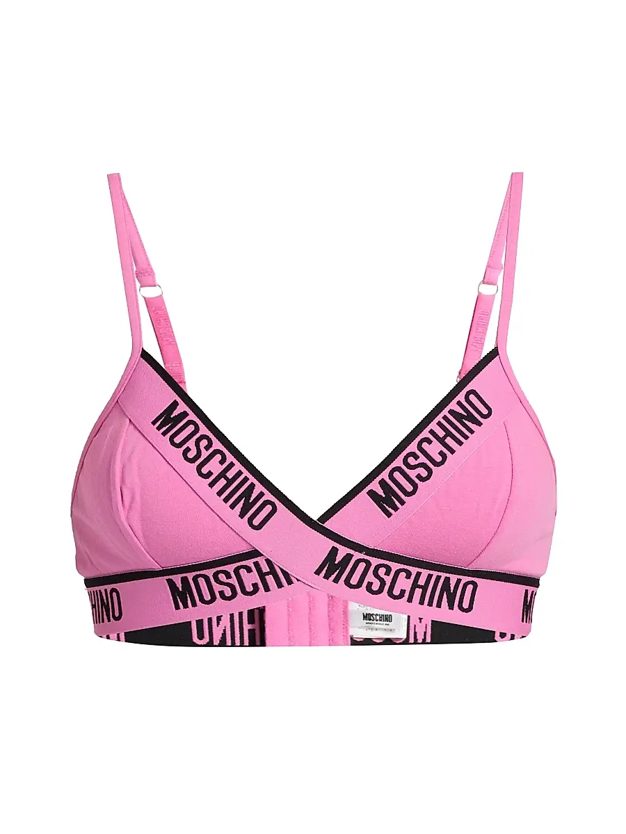 MOSCHINO Women's Intimo Donna Logo Triangle Bra - Fucsia | Image 1 MOSCHINO Women's Intimo Donna Logo Triangle Bra - Fucsia | Image 1