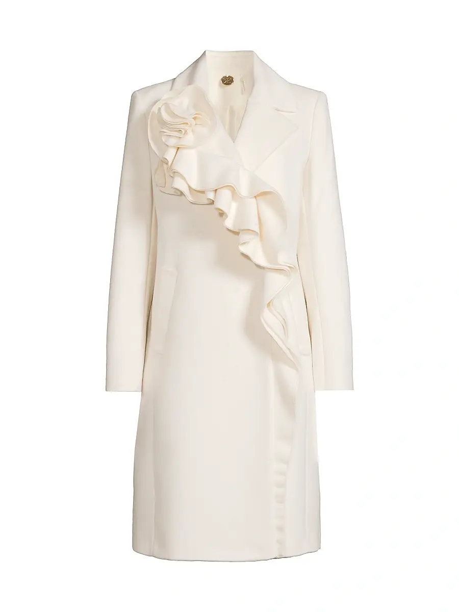 Kobi Halperin Women's Alora Brushed Wool Ruffle Coat - Ivory - Size Medium | Image 1 Kobi Halperin Women's Alora Brushed Wool Ruffle Coat - Ivory - Size Medium | Image 1