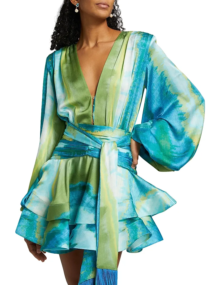 Bronx and Banco Women's Bedouin Coastal Abstract Silk-Blend Tie-Waist Minidress | Thumbnail 6 Bronx and Banco Women's Bedouin Coastal Abstract Silk-Blend Tie-Waist Minidress | Thumbnail 6
