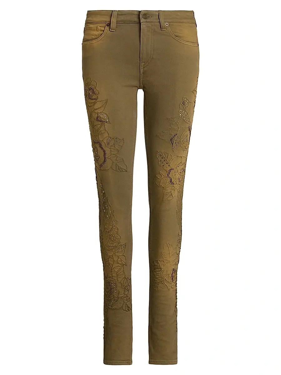 Ralph Lauren Collection Women's Barrett Embroidered Skinny Jeans - Dusty Sage | Image 1 Ralph Lauren Collection Women's Barrett Embroidered Skinny Jeans - Dusty Sage | Image 1