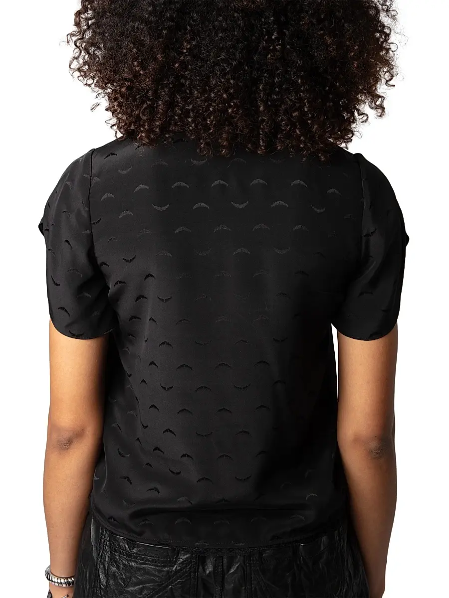 Zadig & Voltaire Women's Tiffiny Jac Wings Silk Short-Sleeve Blouse | Thumbnail 4