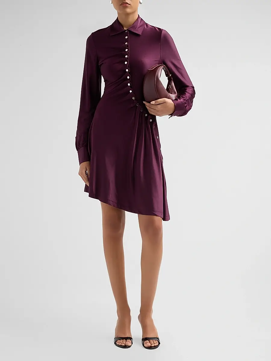 Rabanne Women's Satin Button-Front Mini Dress | Thumbnail 2 Rabanne Women's Satin Button-Front Mini Dress | Thumbnail 2