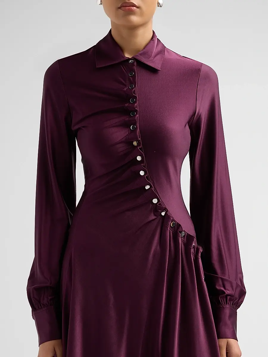 Rabanne Women's Satin Button-Front Mini Dress | Thumbnail 5 Rabanne Women's Satin Button-Front Mini Dress | Thumbnail 5