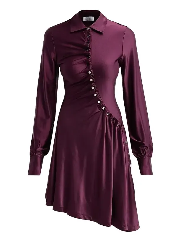 Women's Satin Button-Front Mini Dress Women's Satin Button-Front Mini Dress