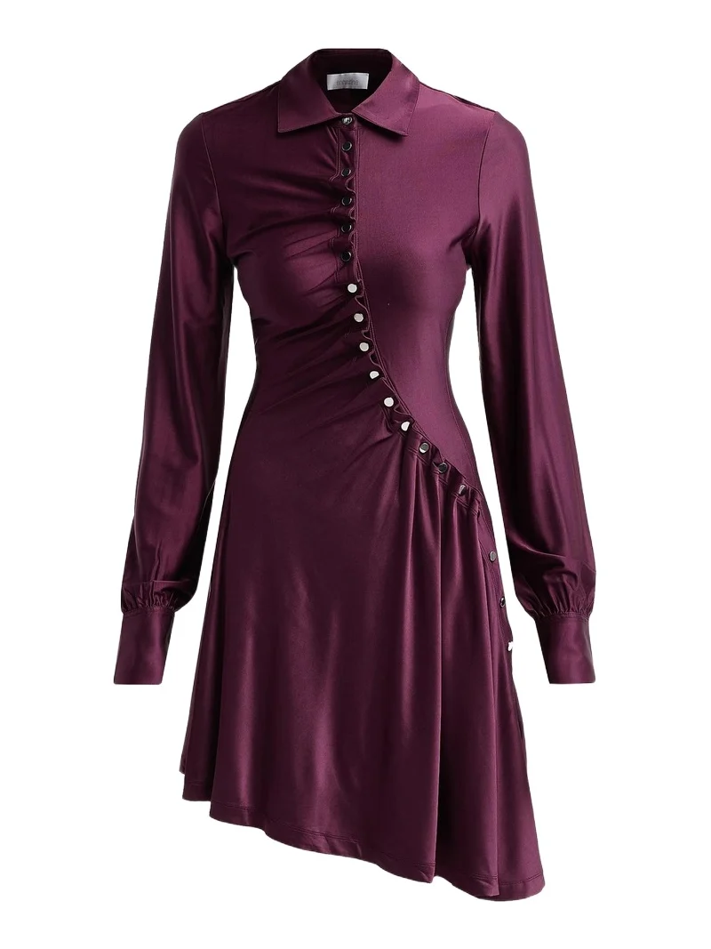 Women's Satin Button-Front Mini Dress Women's Satin Button-Front Mini Dress