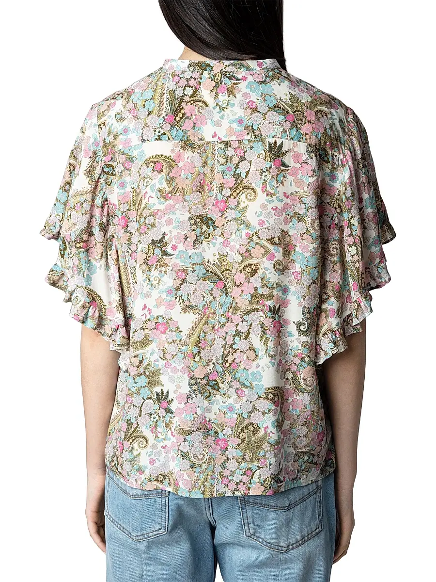 Zadig & Voltaire Women's Floral Flutter-Sleeve Blouse | Thumbnail 5 Zadig & Voltaire Women's Floral Flutter-Sleeve Blouse | Thumbnail 5