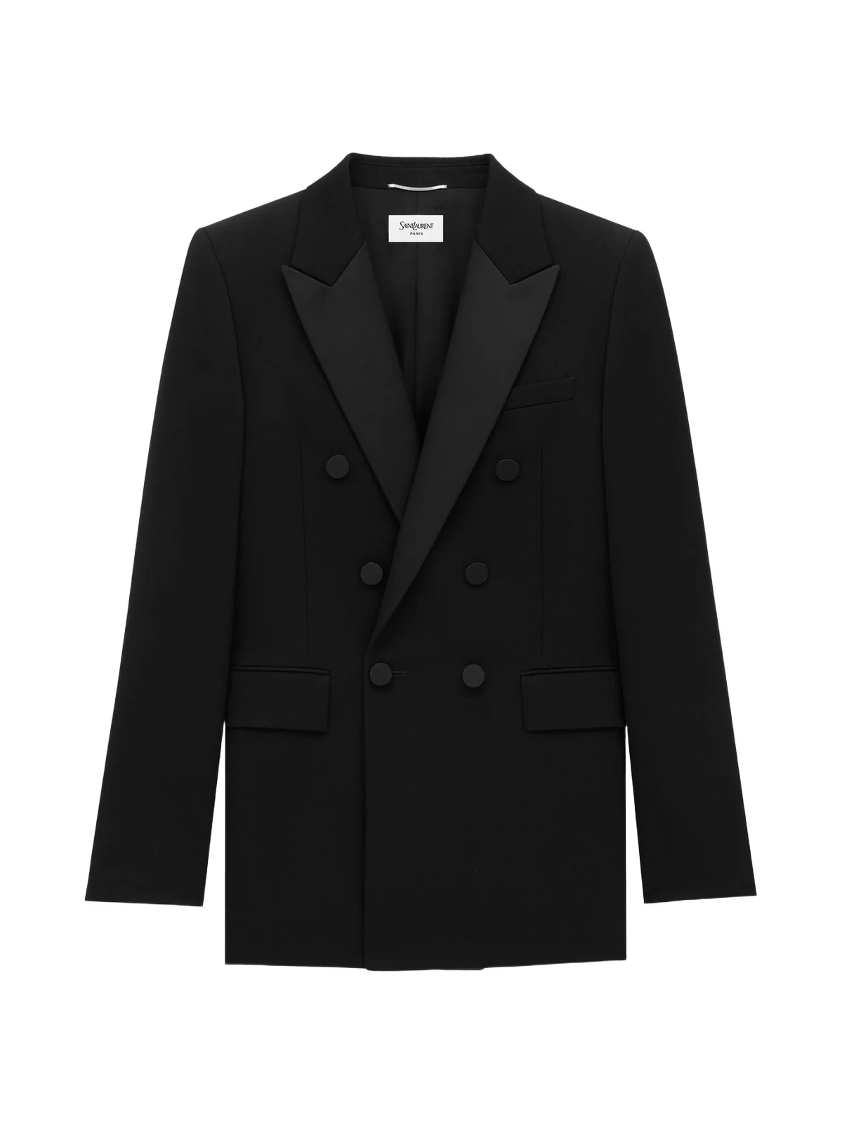 Saint Laurent Men's Double-Breasted Tuxedo Jacket in Grain De Poudre