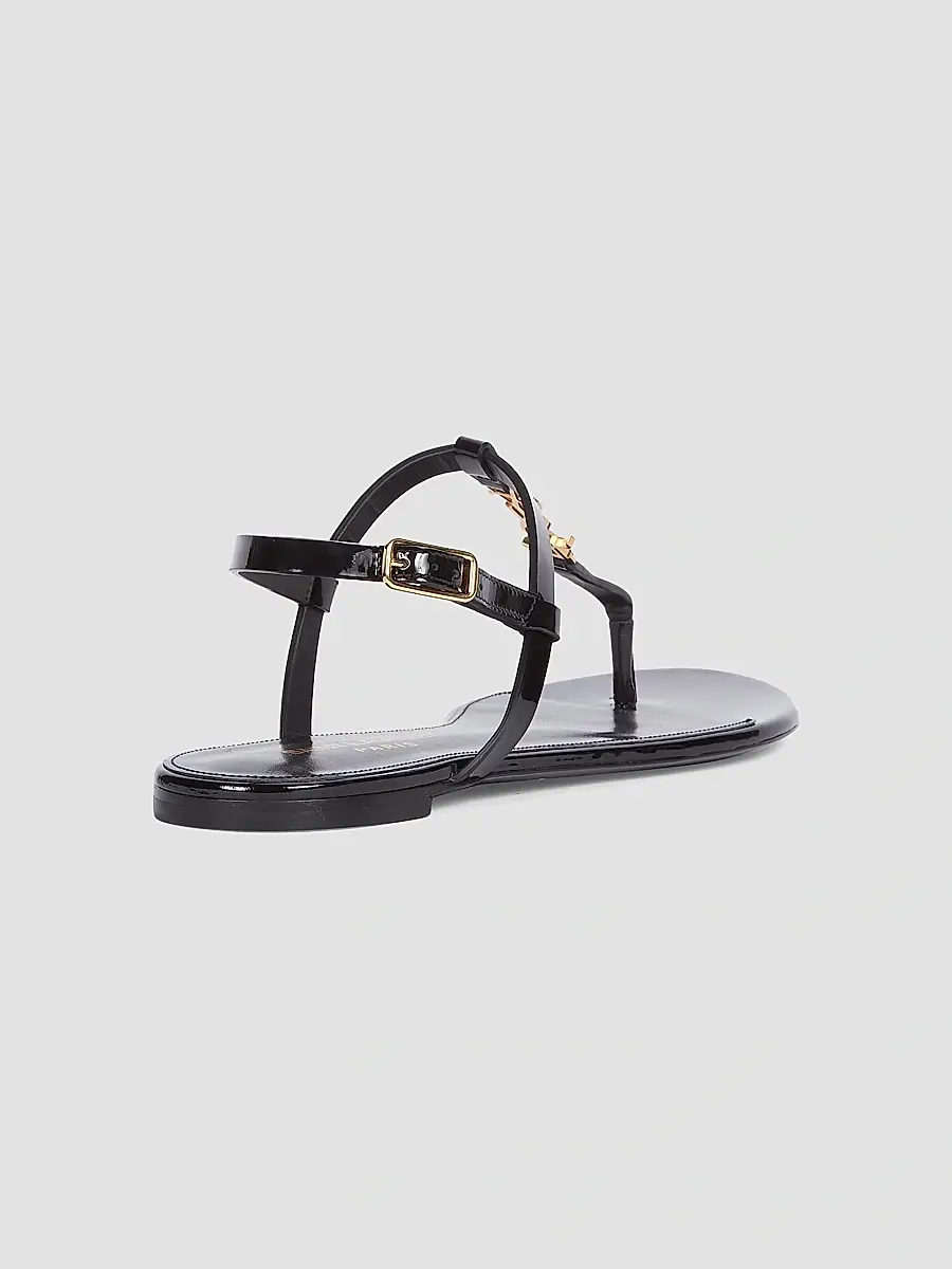Saint Laurent Women's Cassandra Patent Leather Slingback Thong Sandals | Thumbnail 3