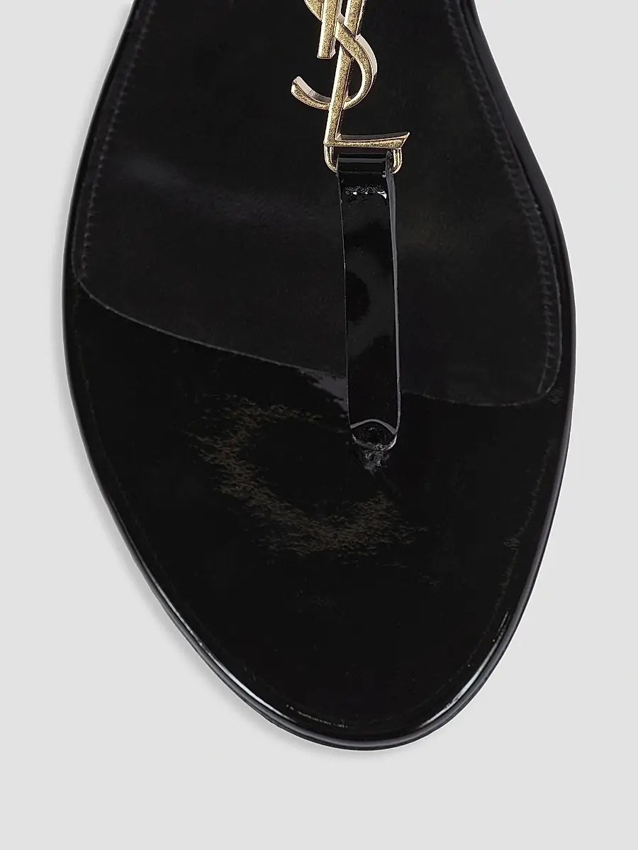 Saint Laurent Women's Cassandra Patent Leather Slingback Thong Sandals | Thumbnail 4