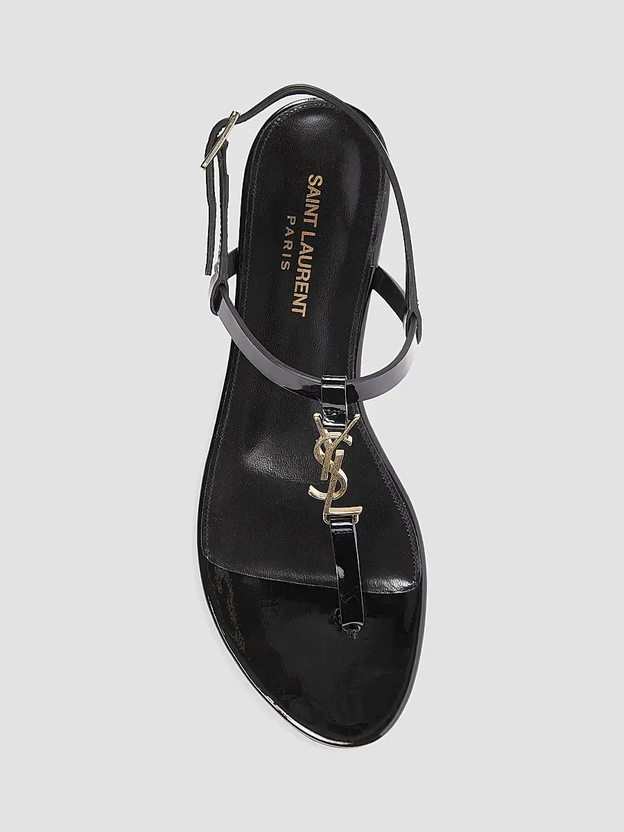 Saint Laurent Women's Cassandra Patent Leather Slingback Thong Sandals | Thumbnail 5
