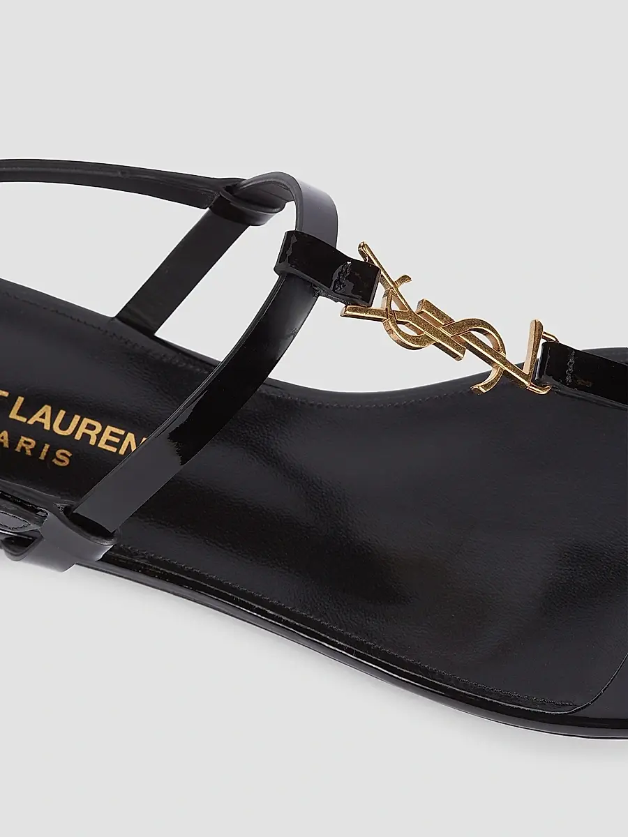 Saint Laurent Women's Cassandra Patent Leather Slingback Thong Sandals | Thumbnail 6