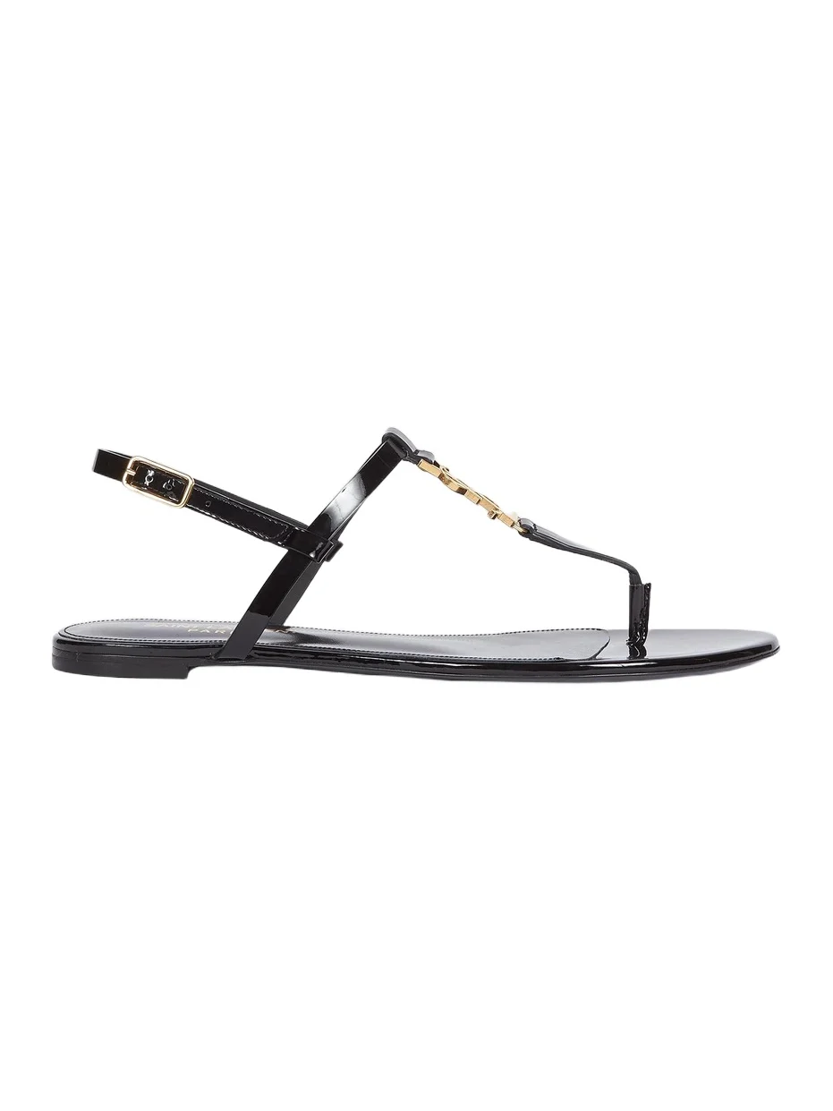 Saint Laurent Women's Cassandra Patent Leather Slingback Thong Sandals