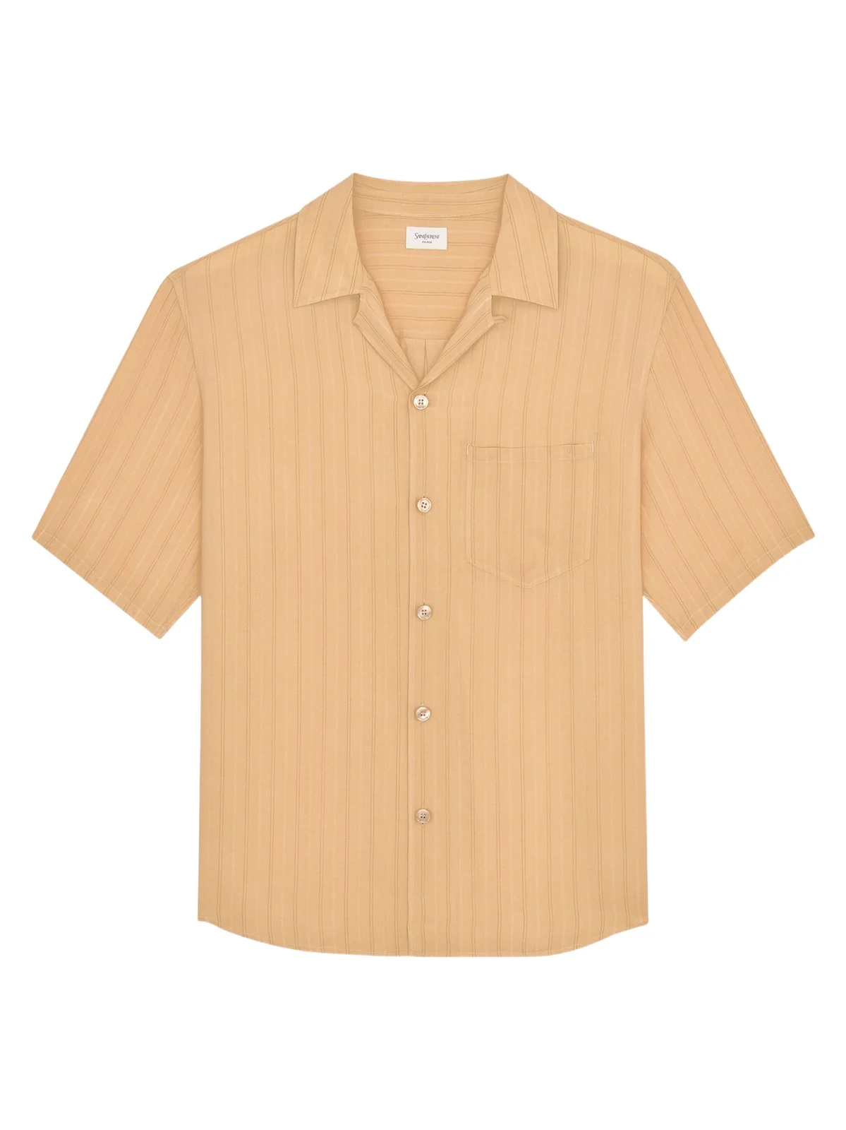 Saint Laurent Men's Shirt in Striped Silk - Beige