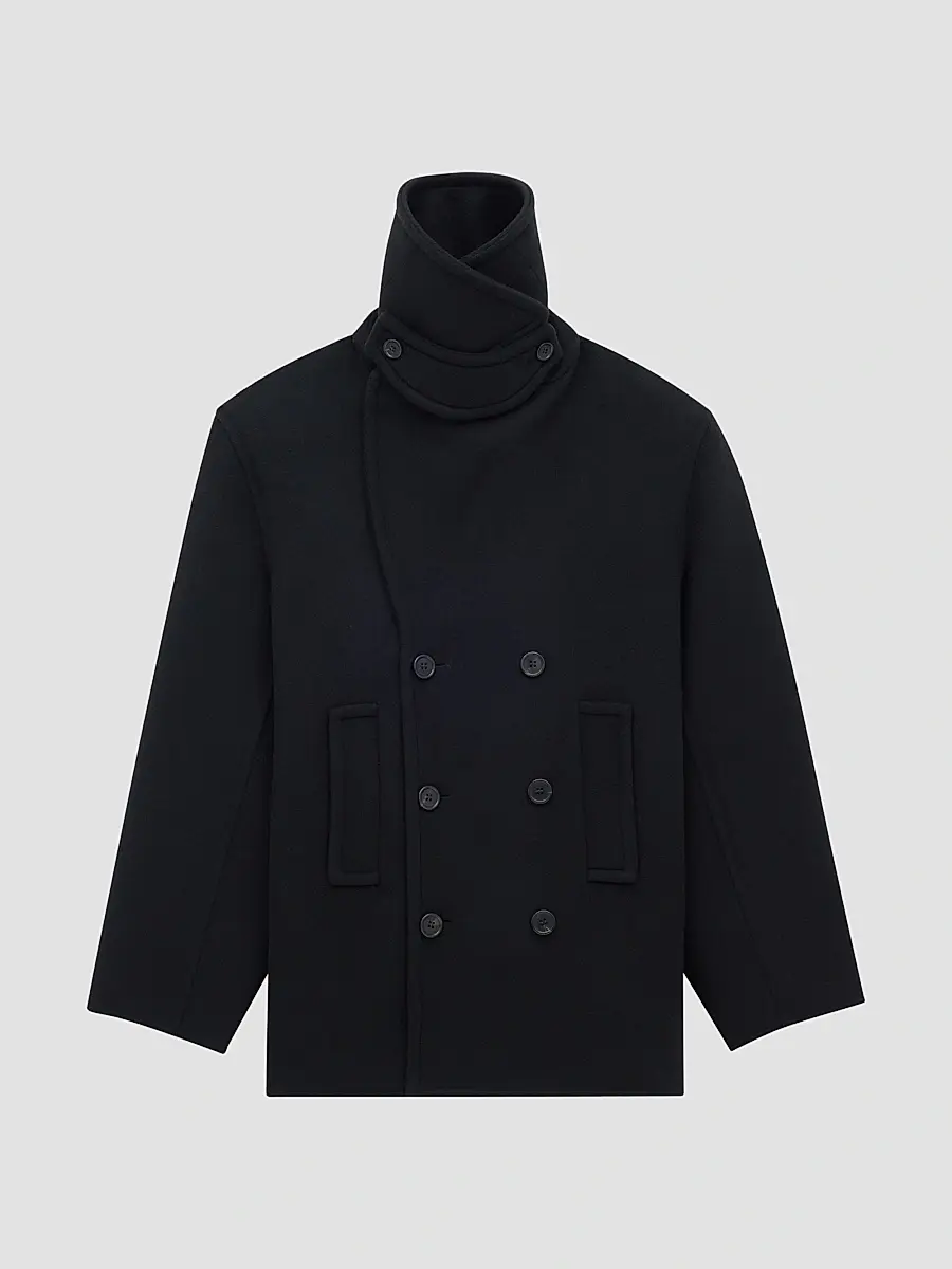 Saint Laurent Women's Peacoat in Wool - Noir Profond | Thumbnail 3 Saint Laurent Women's Peacoat in Wool - Noir Profond | Thumbnail 3