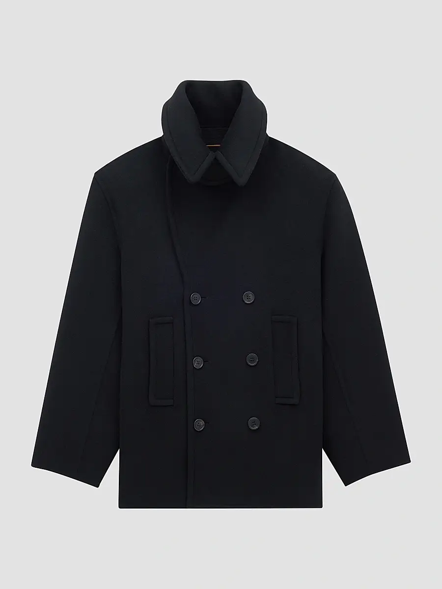 Saint Laurent Women's Peacoat in Wool - Noir Profond | Thumbnail 4 Saint Laurent Women's Peacoat in Wool - Noir Profond | Thumbnail 4