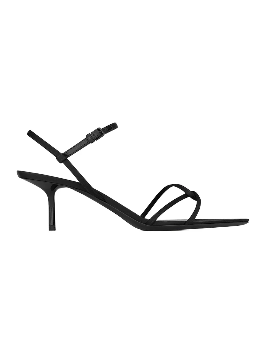 Saint Laurent Women's Clara Sandals in Crepe Satin - Black