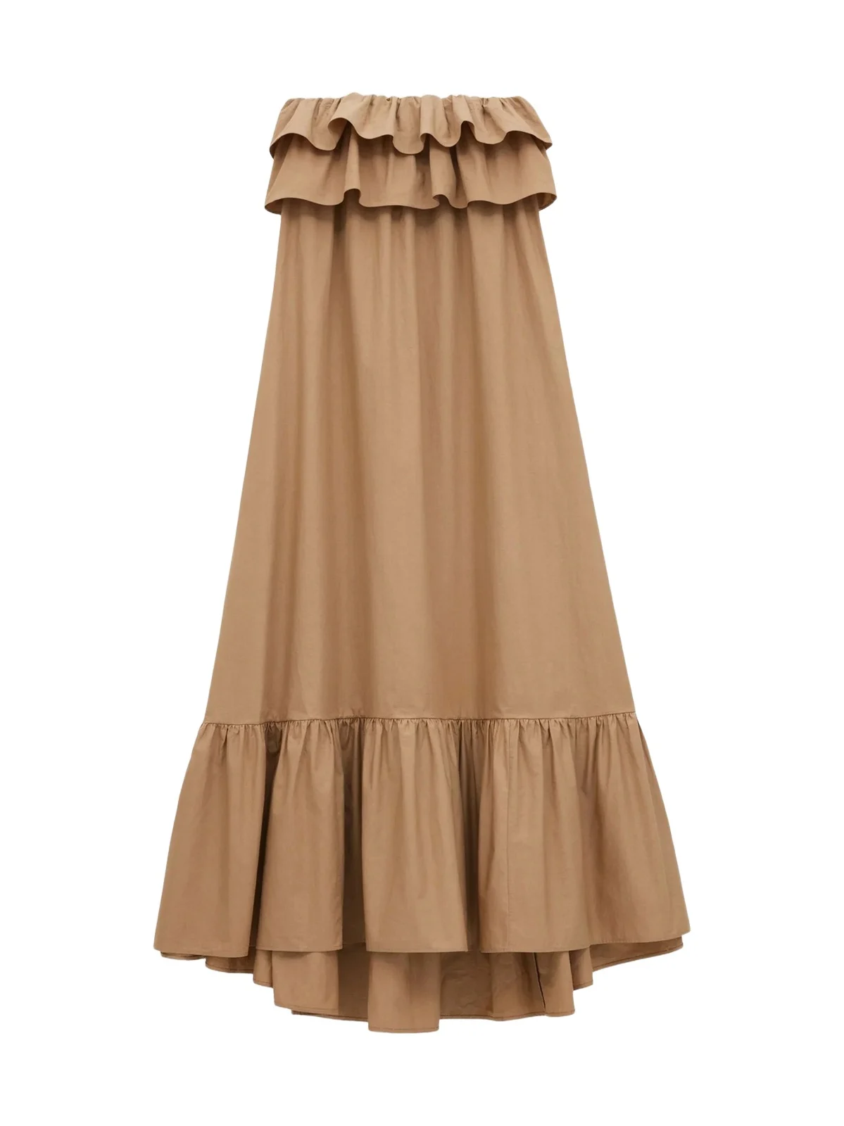 Saint Laurent Women's Ruffled Dress in Cotton Serge - Beige Fonce