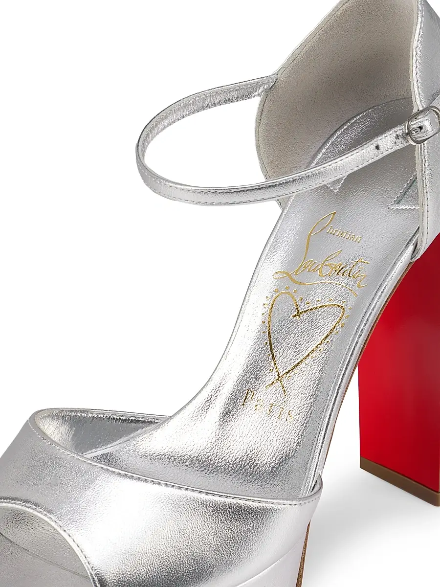 Christian Louboutin Women's Sandaloo 130MM Leather Sandals | Thumbnail 4 Christian Louboutin Women's Sandaloo 130MM Leather Sandals | Thumbnail 4
