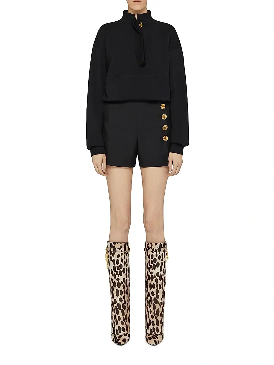 Givenchy Women's Shorts in Wool and Mohair with Buttons - Black | Thumbnail 2 Givenchy Women's Shorts in Wool and Mohair with Buttons - Black | Thumbnail 2