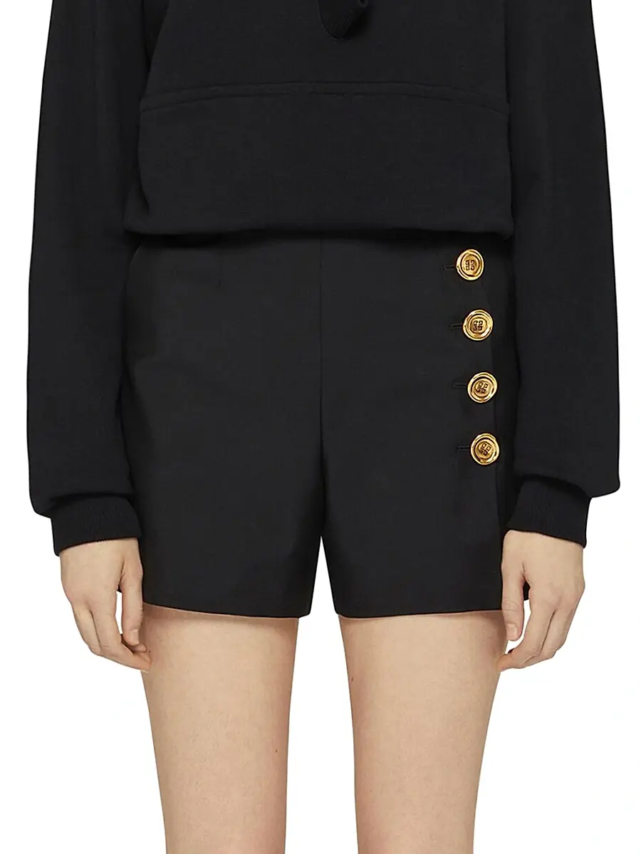 Givenchy Women's Shorts in Wool and Mohair with Buttons - Black | Thumbnail 3 Givenchy Women's Shorts in Wool and Mohair with Buttons - Black | Thumbnail 3