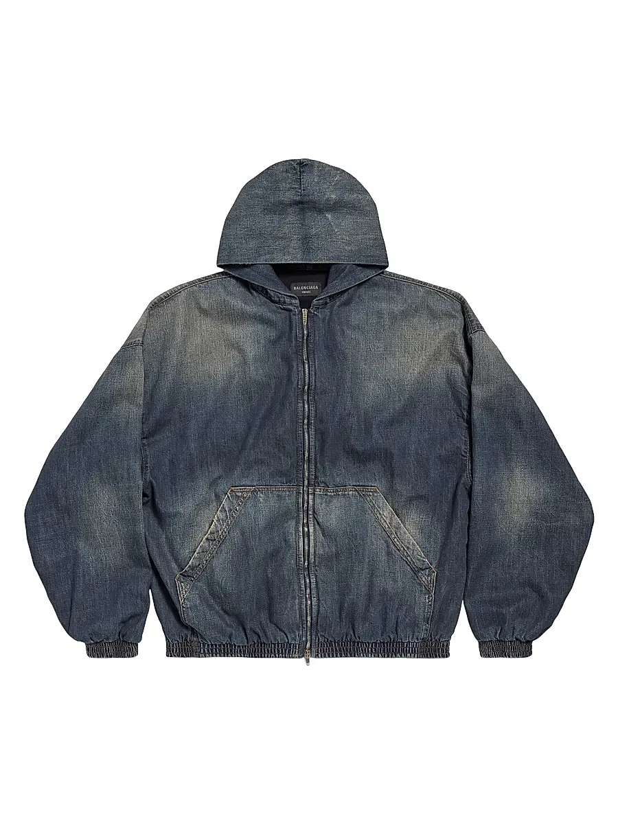 Balenciaga Women's Zip-Up Hoodie - Dark Blue - Size Medium | Image 1 Balenciaga Women's Zip-Up Hoodie - Dark Blue - Size Medium | Image 1